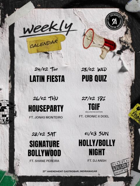 Brace yourself for the thrills and spills of this week!
See you at your favourite adda, 21st amendment 🍻